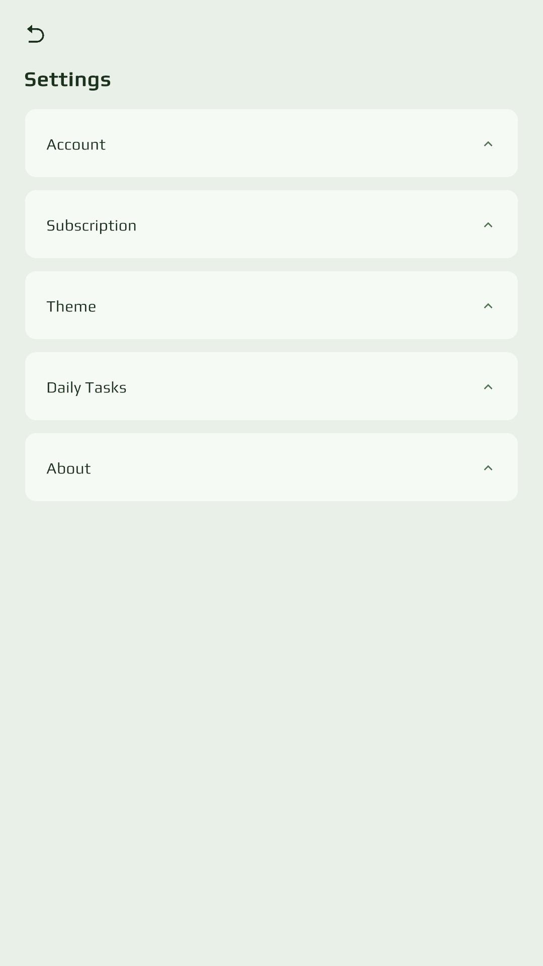 Mintodo settings screen