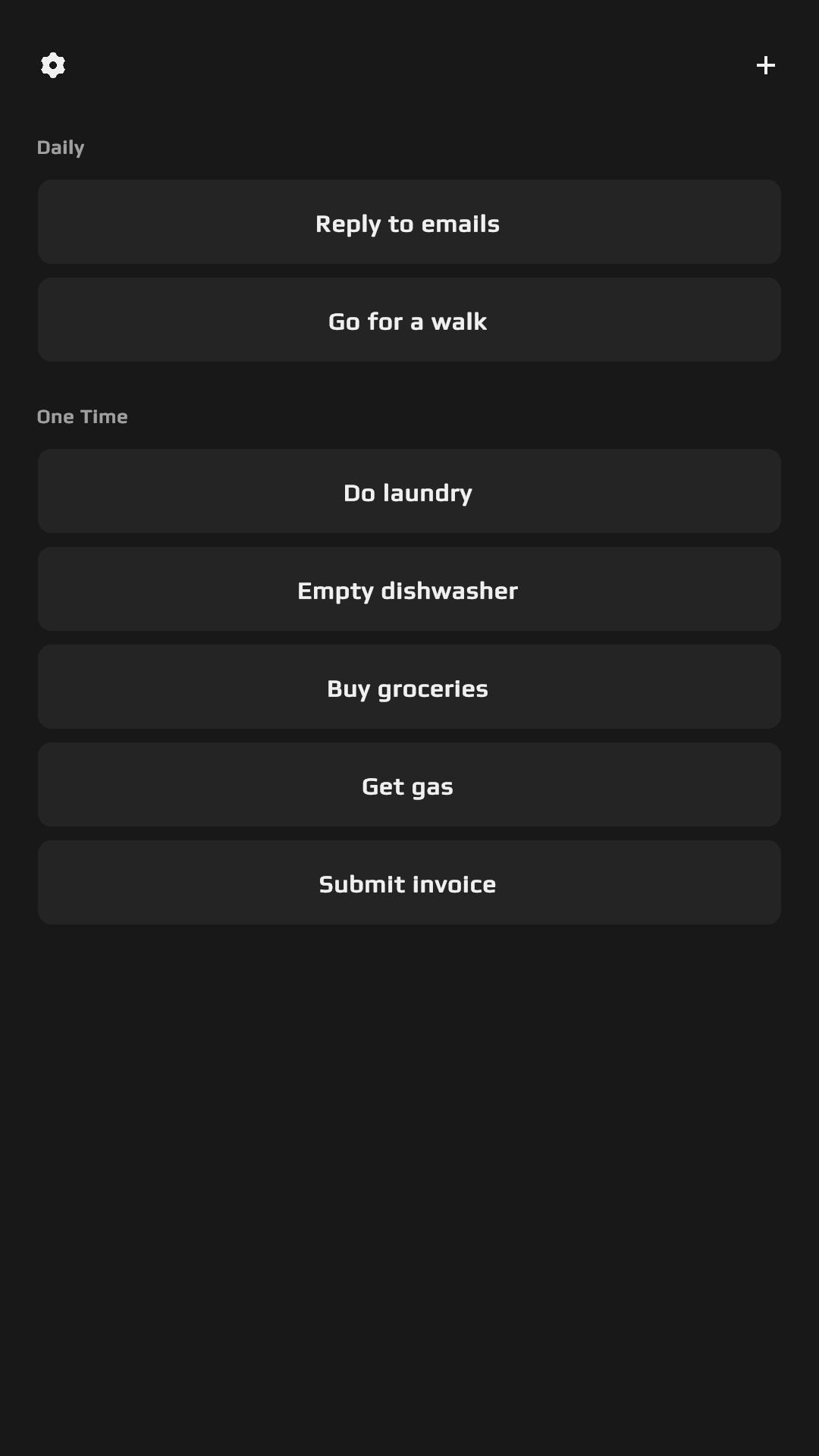 Mintodo task list in the dark theme